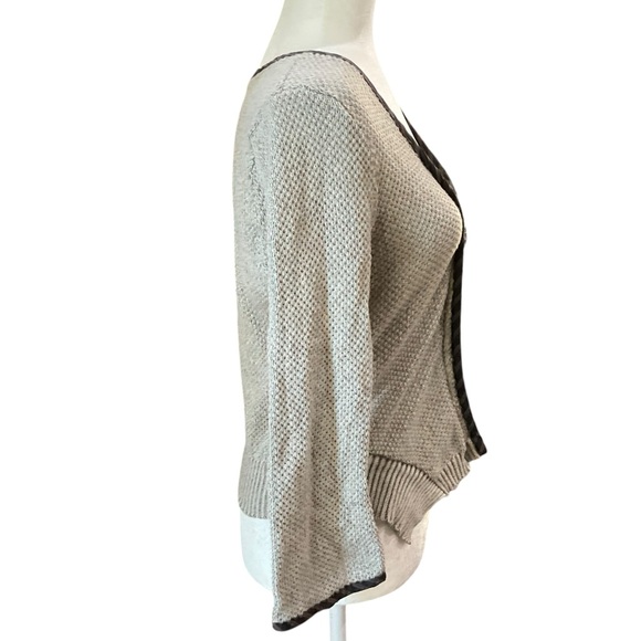 Free People Women's Gray Waffle Knit Beaded Cropped Zip Up Cardigan - Picture 4 of 8